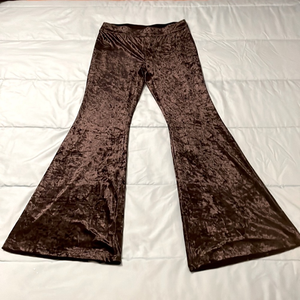 Retro Black Velvet Flare Pants